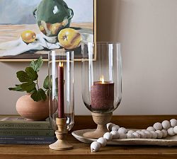 Kadence Turned Wood Hurricane Candle Holders | Pottery Barn (US)
