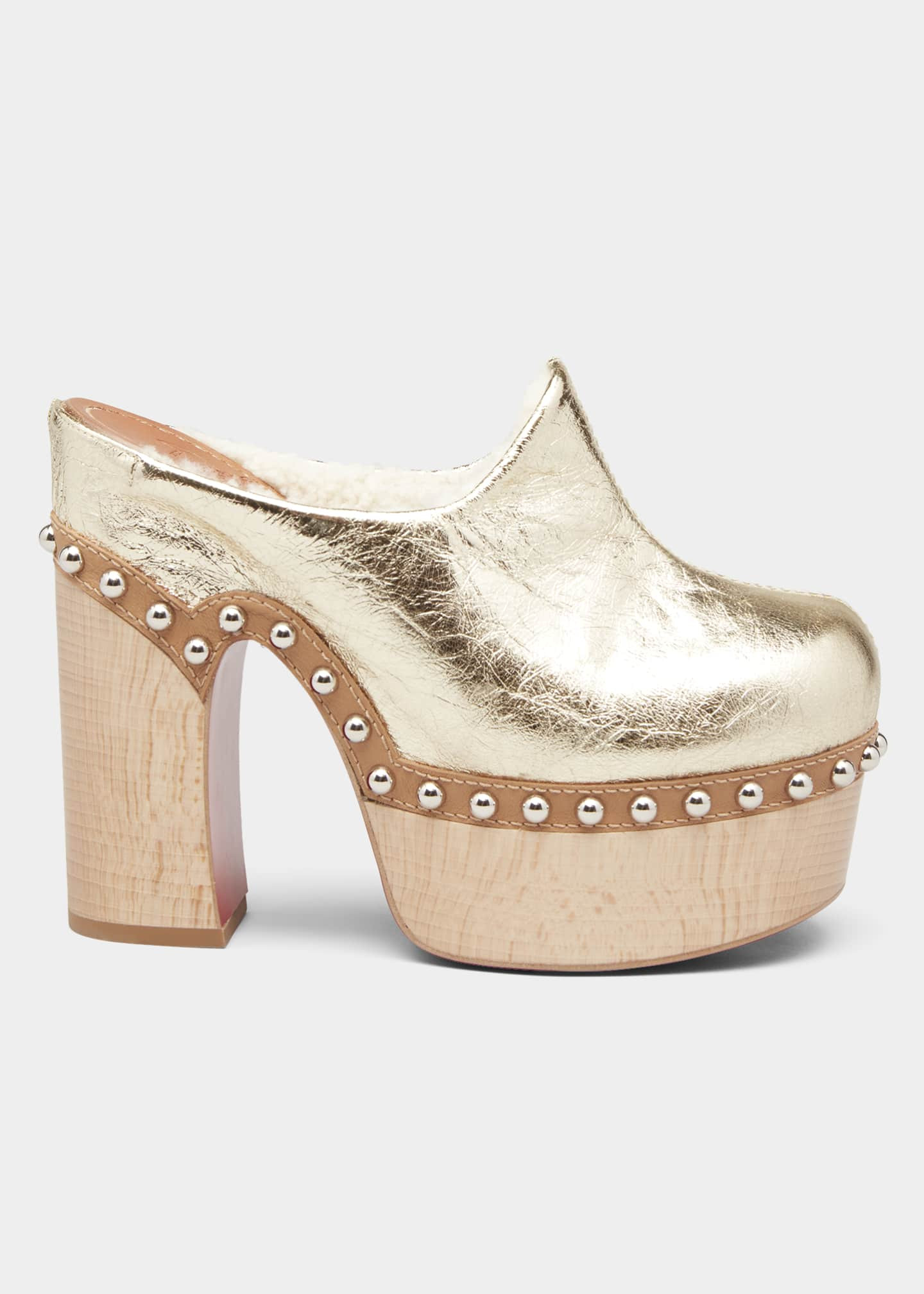 Christian Louboutin Joan Metallic Red Sole Platform Mule Clogs | Bergdorf Goodman
