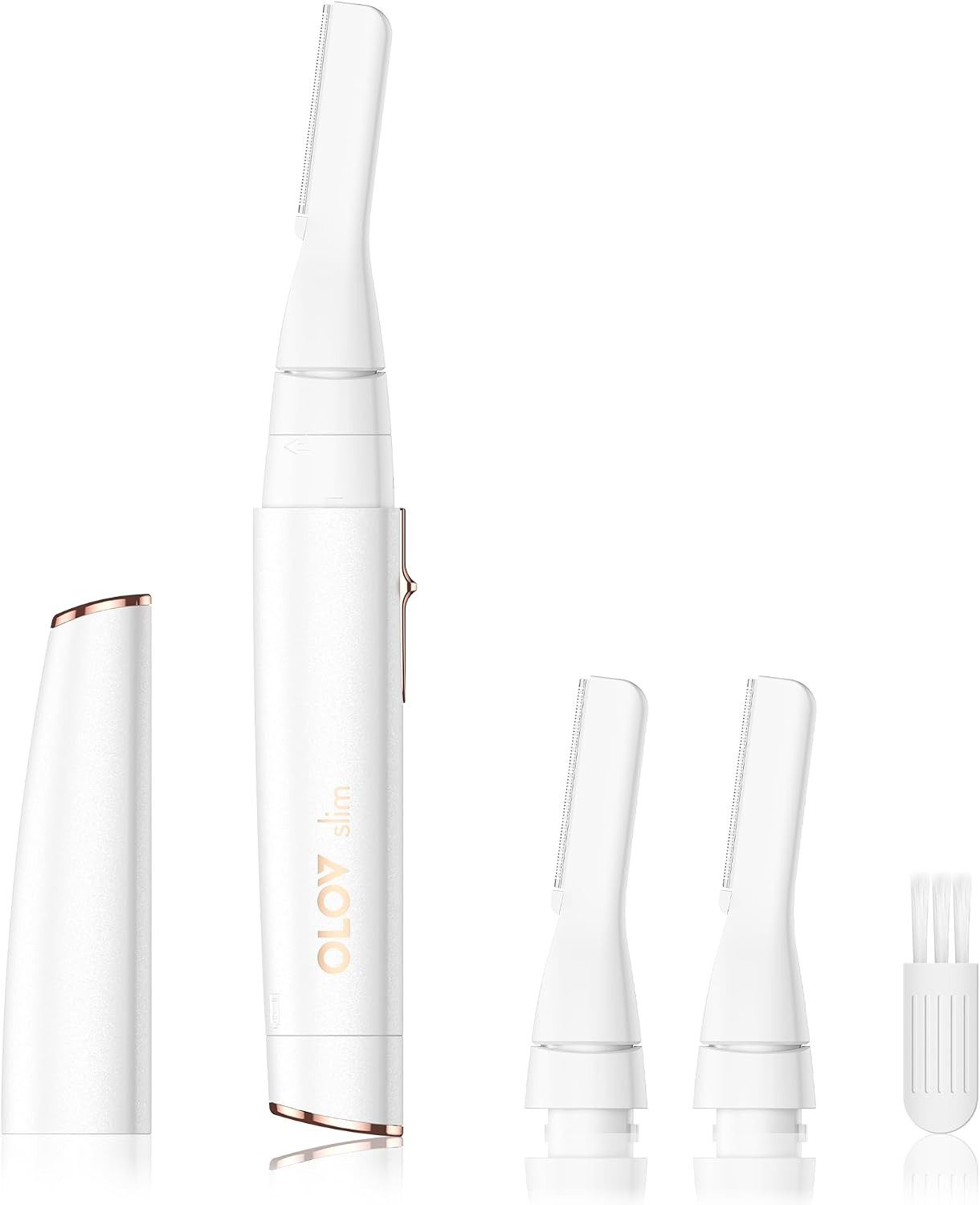 Facial Hair Removal for Women, Painless Eyebrow Trimmer with Pivoting Head, Electric Battery Operated Body Hair Remover with 2 Replaceable Blade for Face Neck Chin Bikini, White | Amazon (US)