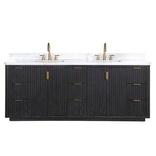 ROSWELL Cadiz Double Bathroom Vanity with White Composite Stone Top 804184-FB-LW-NM - The Home De... | The Home Depot