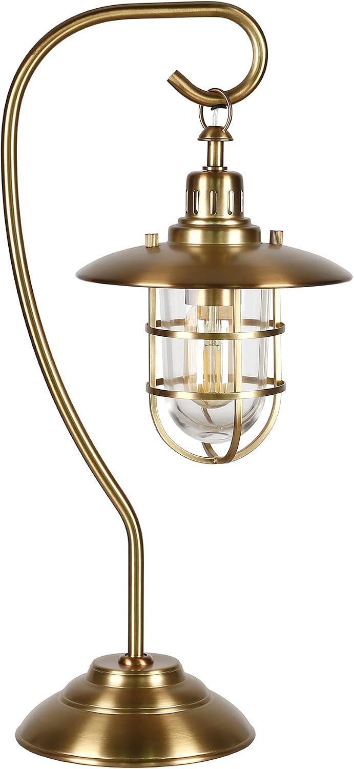 Henn&Hart 22" Modern Farmhouse 1-Light Table Lamp, Antique Gold | Amazon (US)