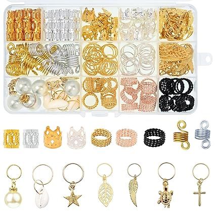 195 PCS Braids Jewelry for Women Hair, Metal Dreadlock Beads Accessories Gold Aluminum Hair Cuffs... | Amazon (US)