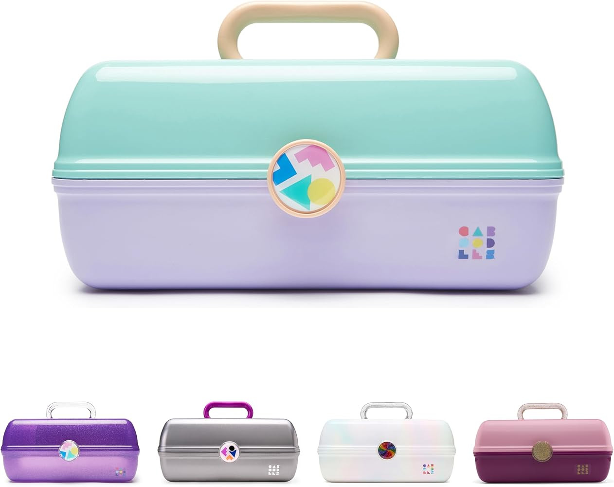 Caboodles On-The-Go Girl Makeup Box, Seafoam on Lavender, Hard Plastic Makeup Organizer Box, Buil... | Amazon (US)