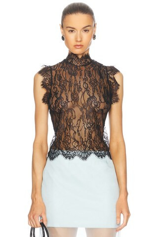 L'AGENCE Tours Sleeveless Lace Top in Black | FWRD 