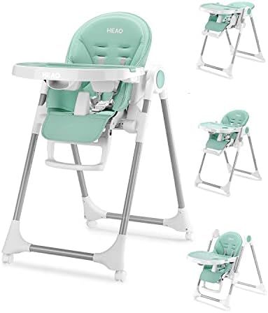 HEAO 3 in-1 High Chair, 4Pcs 360° Wheels with Locks, Foldable Highchair with 7 Different Heights,5 R | Amazon (US)