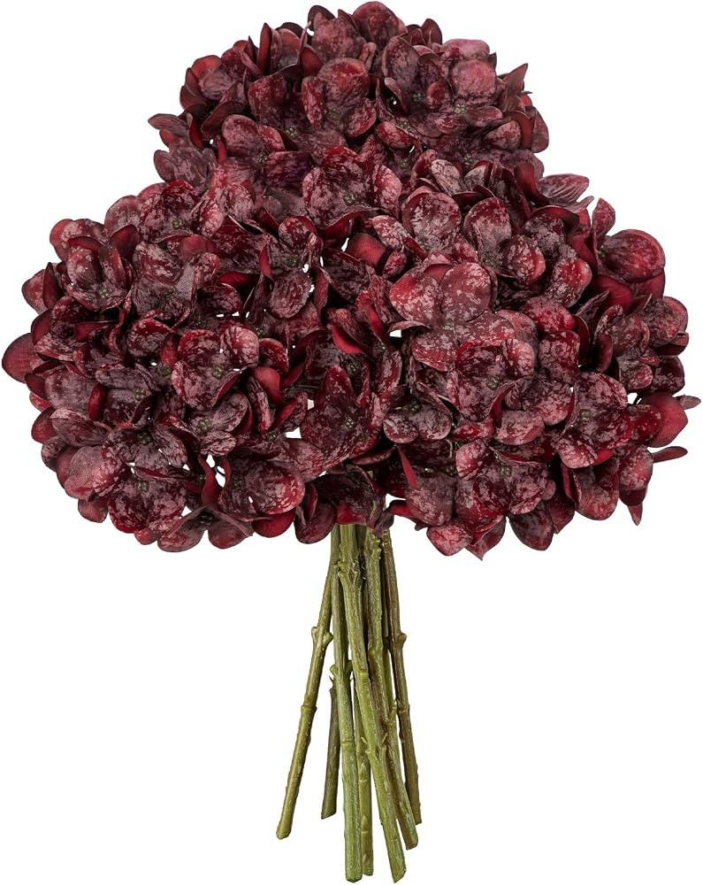 Villa Como 9 Pcs Burgundy Fall Hydrangea Artificial Flowers for Decoration | Amazon (US)