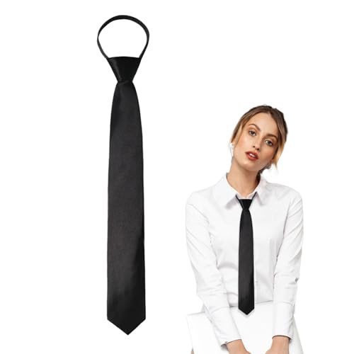 Luckyvestir Womens Tie, Pre Tied Black/Red Ties for Women Adjustable Zipper Womens Necktie (black) | Amazon (US)