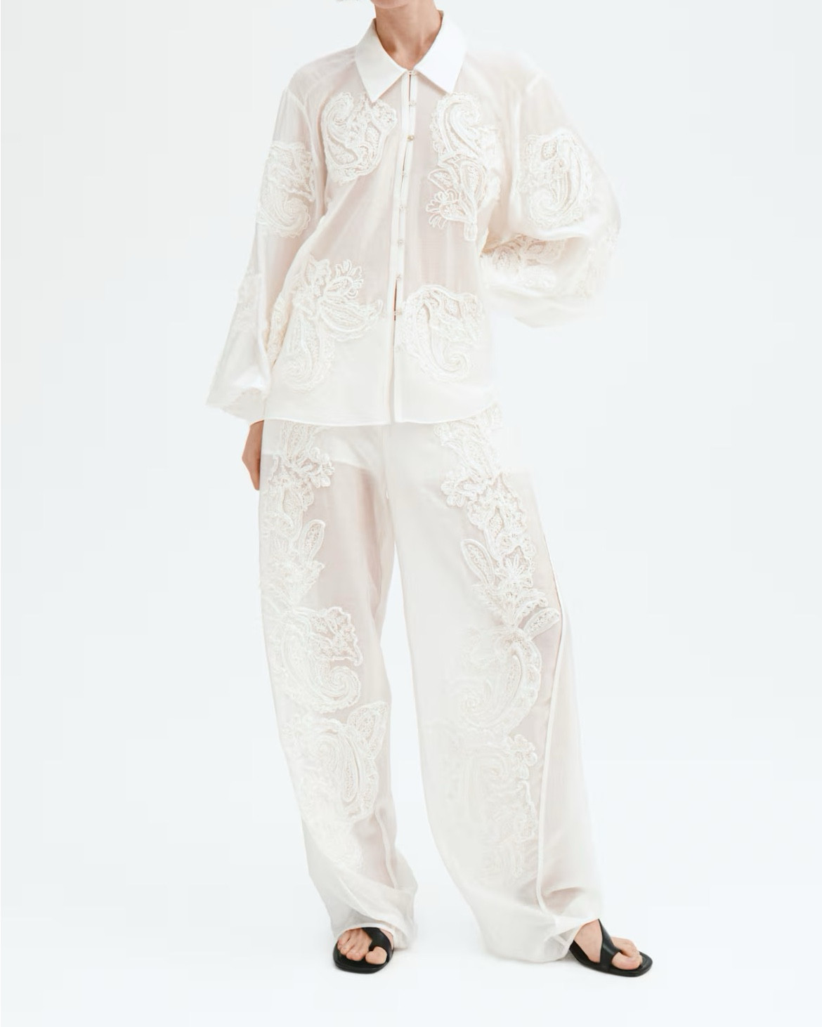 Cream Embroidered shirt and pants matching set 

#LTKSeasonal