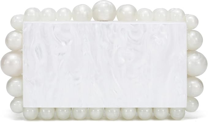 HIYOLALA Acrylic Evening Clutch Bag for Women Marble Handbag Pearl Clutch Purses for Formal Weddi... | Amazon (US)