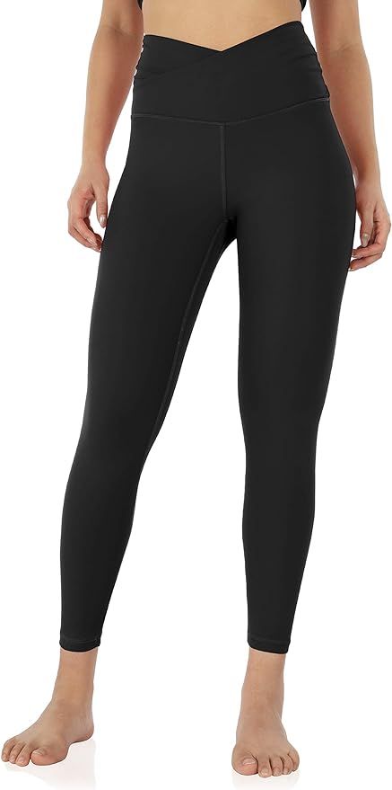 ODODOS Women's Cross Waist 7/8 Yoga Leggings with Inner Pocket, Workout Running Tights Yoga Pants... | Amazon (US)