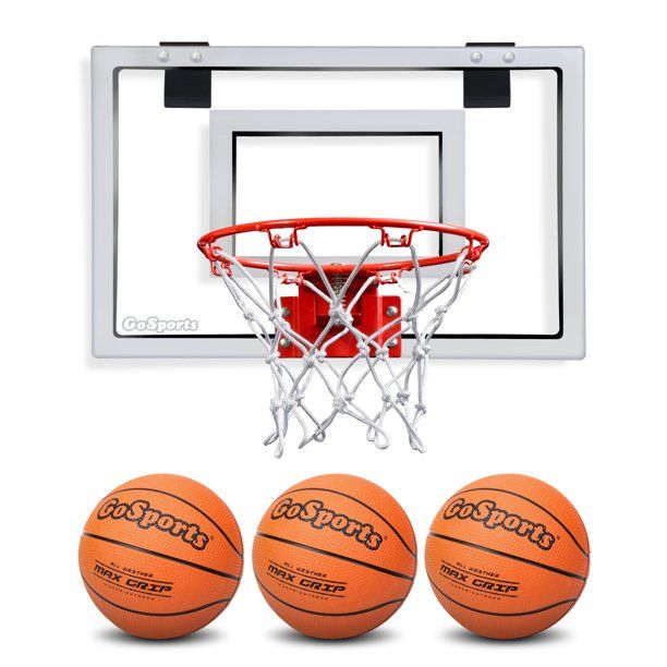 GoSports Basketball Over-the-Door Mini Hoop Set with 3 Premium Basketballs & Pump - Standard Size | Walmart (US)