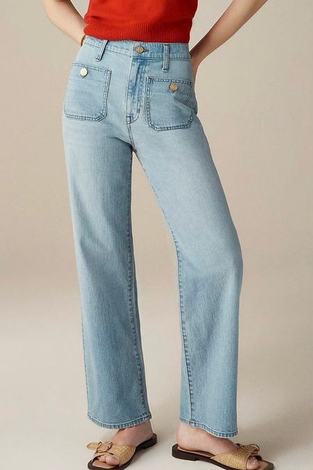 These J.Crew sailor jeans are super cute and flattering! Size 24 Petite fits me as a cropped style and regular is good full length jean on me and wearable with flats. 

Their sailor pocket style jeans always go quickly so wanted to share while most regular sized are stocked! 

#petite summer denim favorites 

#LTKworkwear #LTKSeasonal