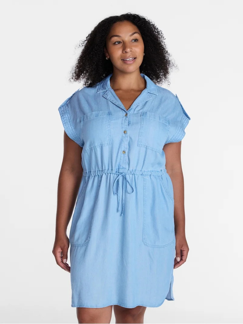 Time and Tru Women's Utility Shirtdress, Sizes XS-XXXL | Walmart (US)