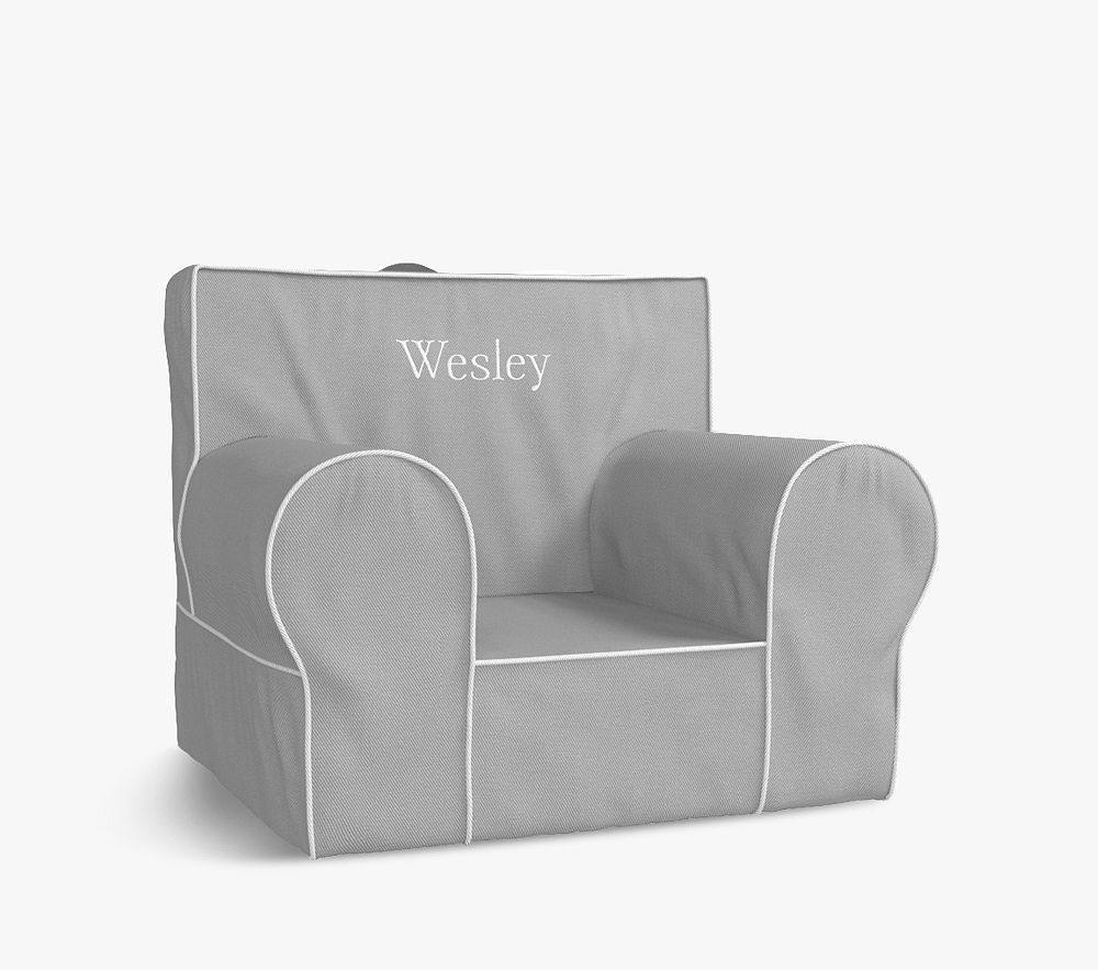Anywhere Chair®, Gray with White Piping | Pottery Barn Kids