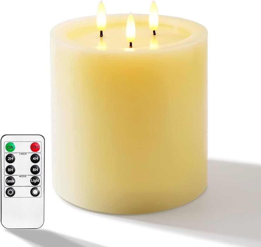 Amagic 3 Wicks Extra Large Flameless Candles, Battery Operated Candles with Remote Control and Ti... | Amazon (US)