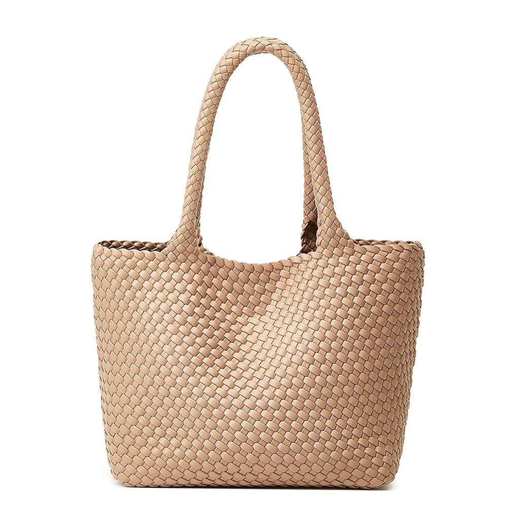 Woven Tote Bag Womens Purse: Vegan Leather Shoulder Handbags - Fashion Summer Beach Tote Bags - L... | Amazon (US)