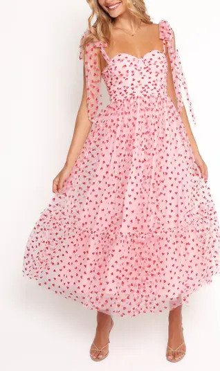 Floret Tie Strap Chiffon Overlay Cocktail Midi Dress | Nordstrom