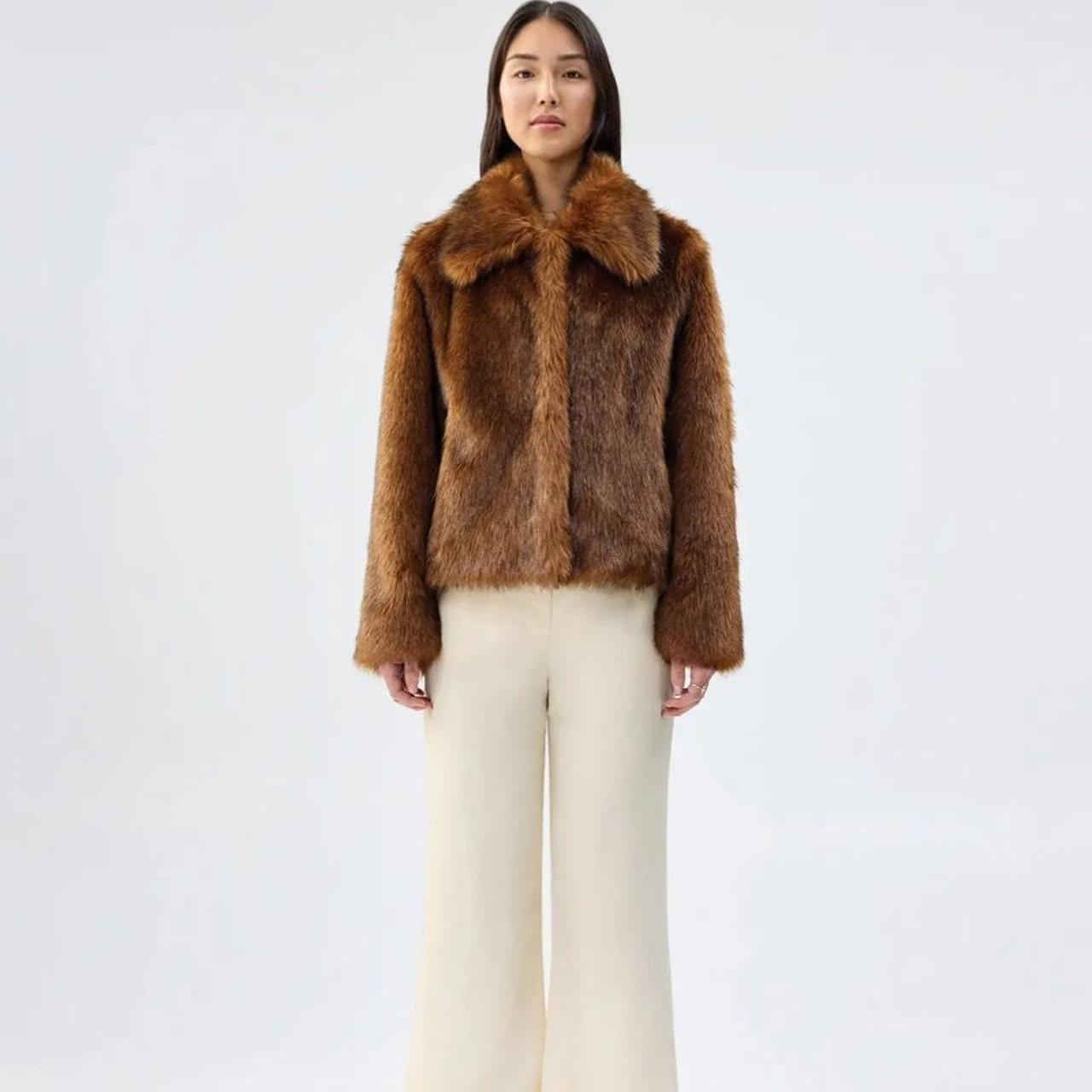 Unreal Fur Women's Jacket - Brown/Tan | Depop AU