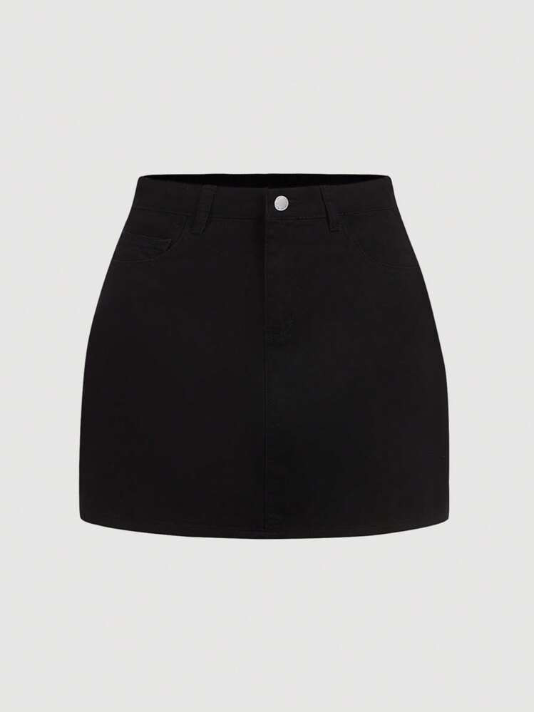 SHEIN MOD Women's Mini Denim Skirt, Red Cotton Casual | SHEIN