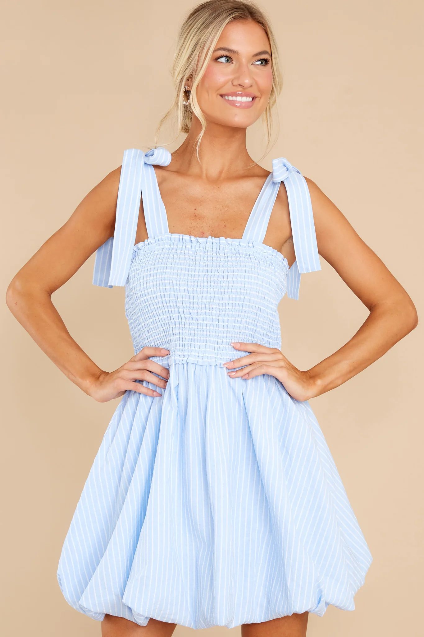 Sincerely Sweet Blue Striped Dress | Red Dress 