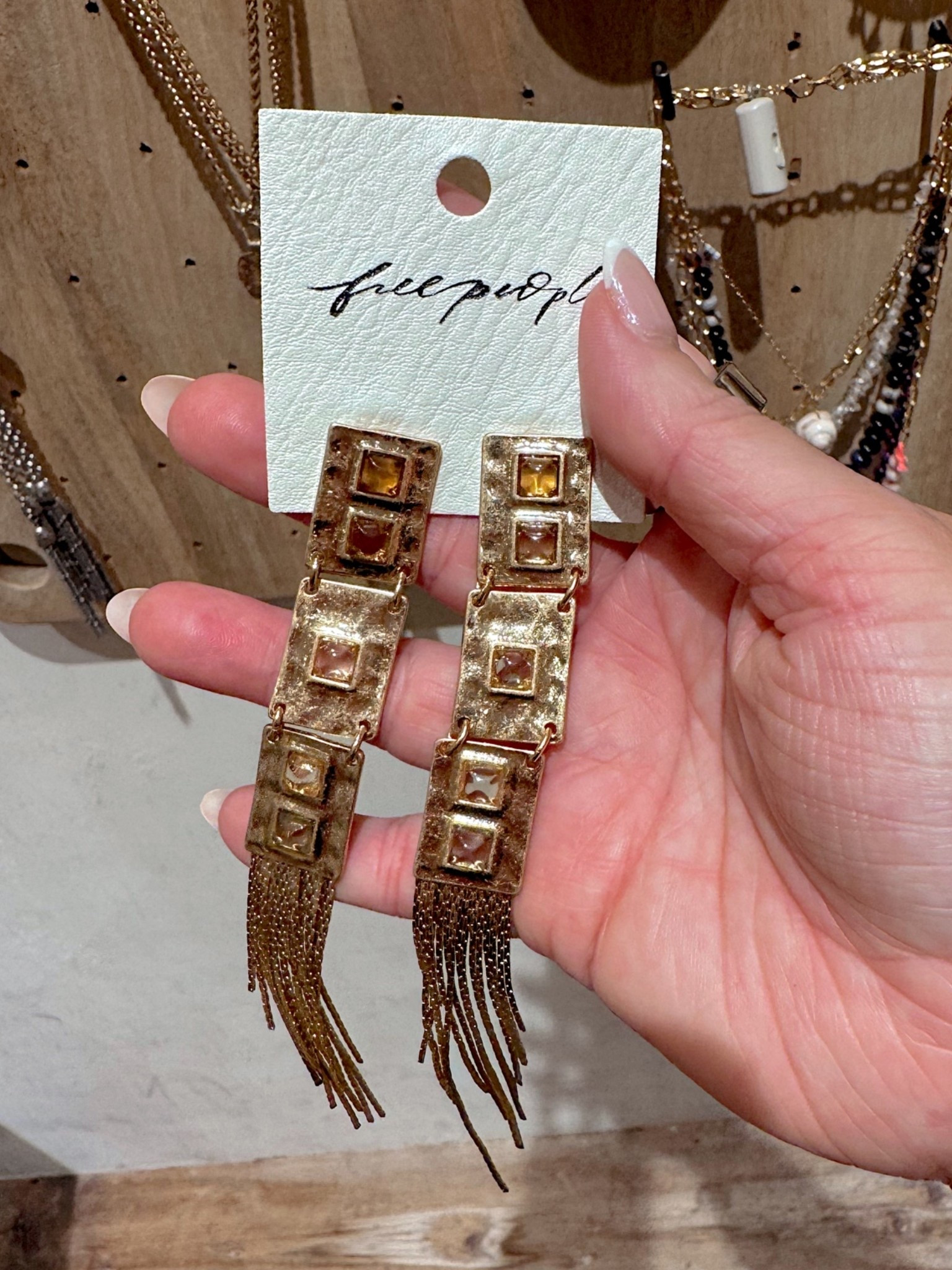 Saw these at LTKCon and couldn’t stop thinking about them! Found in my local store and grabbed them! Such a fun easy statement earring for fall! Also not super heavy! 

Boho style, fall style, statement earrings, NYFW, Free People, fall accessories, fall trends