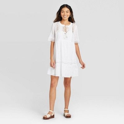 Women's Short Sleeve With Lace Details Shift Dress - Knox Rose™ | Target