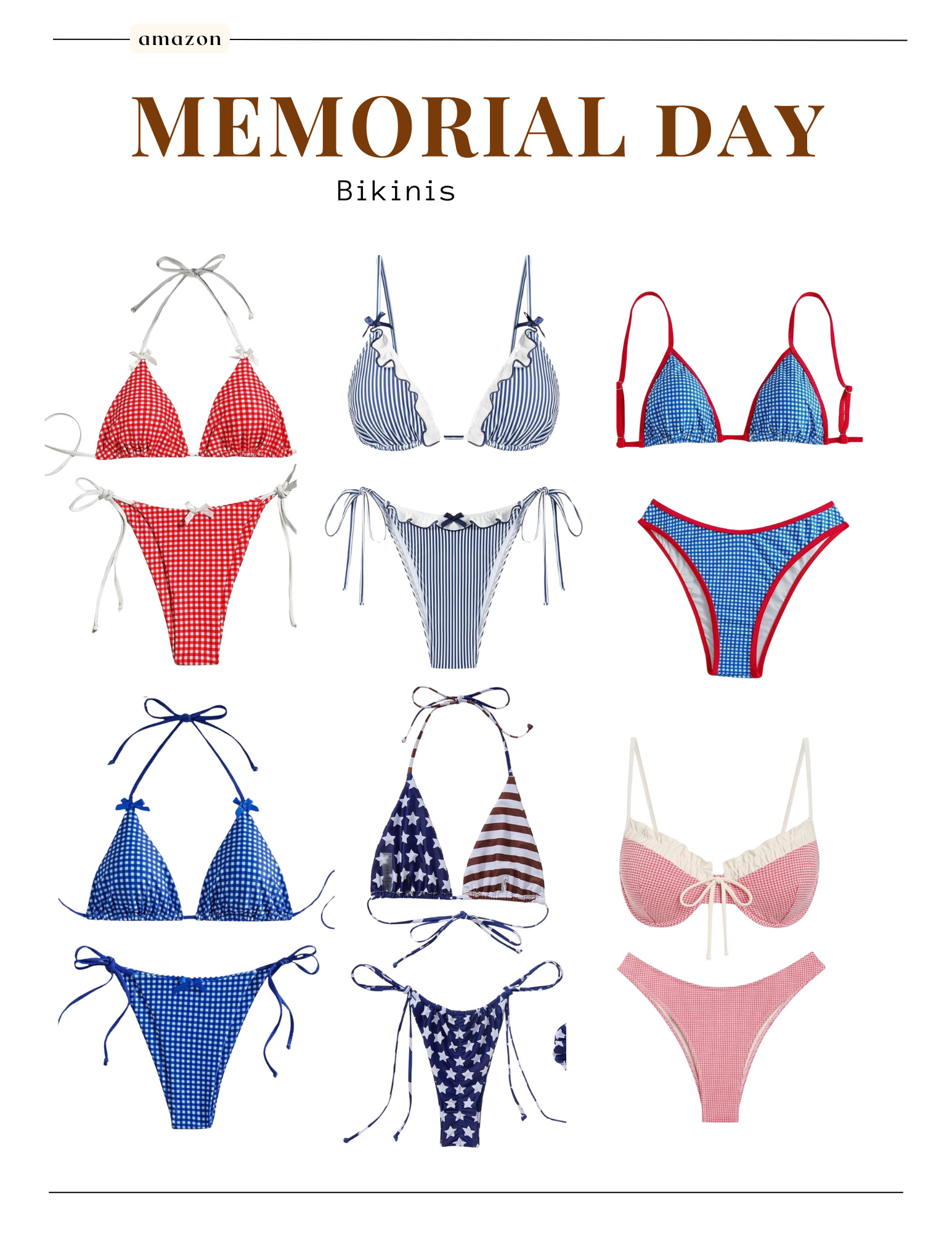 Red, white & *cute!* 🇺🇸✨ Snag these affordable bikini sets from Amazon—think classic gingham, bold blue, and all the vacay-ready vibes. Perfect for poolside, beach days, and 4th of July fun! 💙❤️🤍 #LTKswim #AmazonFinds #4thOfJulyStyle #VacationReady #GinghamGoals #AffordableSwimwear
 

 #LTKSummerEdit #LTKFindsUnder50 #LTKStyleTip