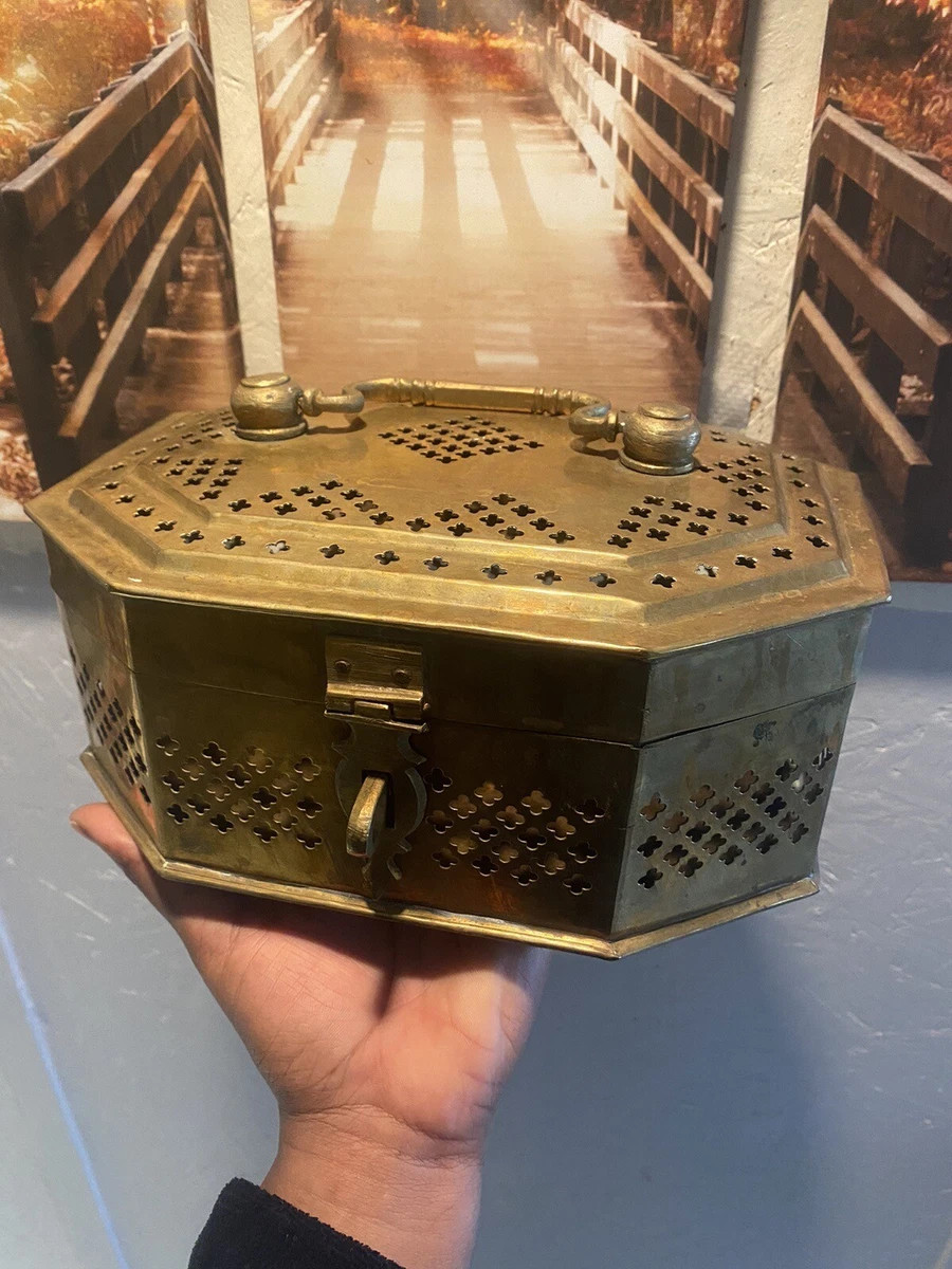 Vintage Solid Brass Cricket Box Hinged & Lockable Octagonal | eBay US