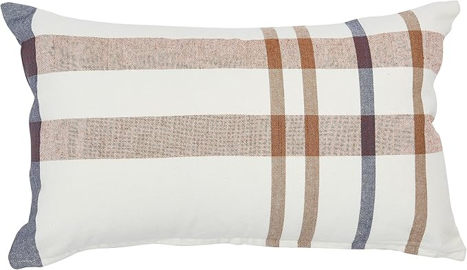 Creative Co-Op Cotton Lumbar Pillow Cover, Brown Plaid | Amazon (US)
