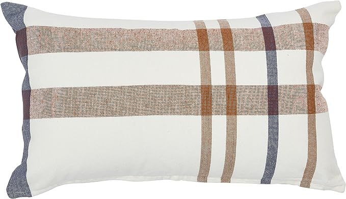 Creative Co-Op Cotton Lumbar Pillow Cover, Brown Plaid | Amazon (US)