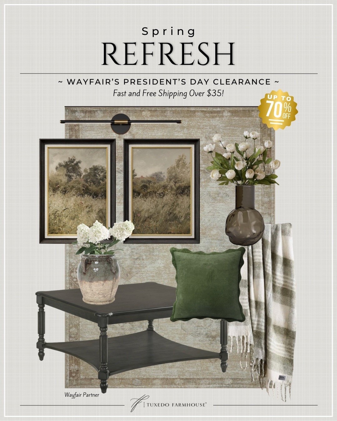 Shop during Wayfair’s President’s Day Clearance and get up to 70% off! You also get Fast and Free Shipping on orders $35+. It’s a great time to refresh your spaces with new rugs, art, vases and florals, throw blankets and pillows and even furniture! I have a few of these items in my cart. What are you shopping for?

#ad #wayfairpartner #wayfair 

#LTKSeasonal #LTKHome #LTKSaleAlert