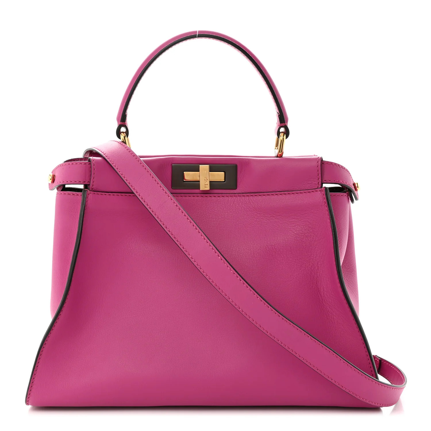 Vitello Seta Medium Peekaboo Iconic Satchel Magenta | FASHIONPHILE (US)