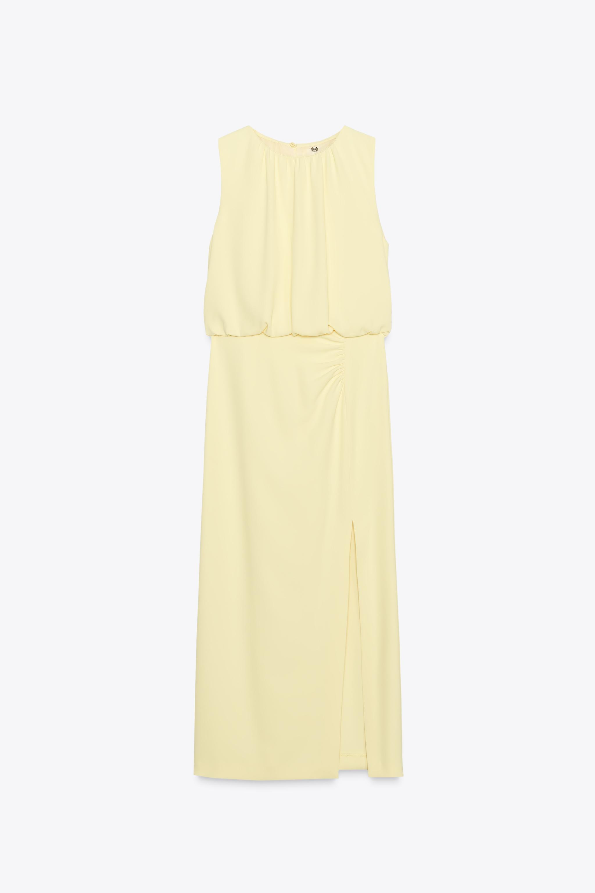 RUCHED MIDI DRESS Yellow Orange | Zara US