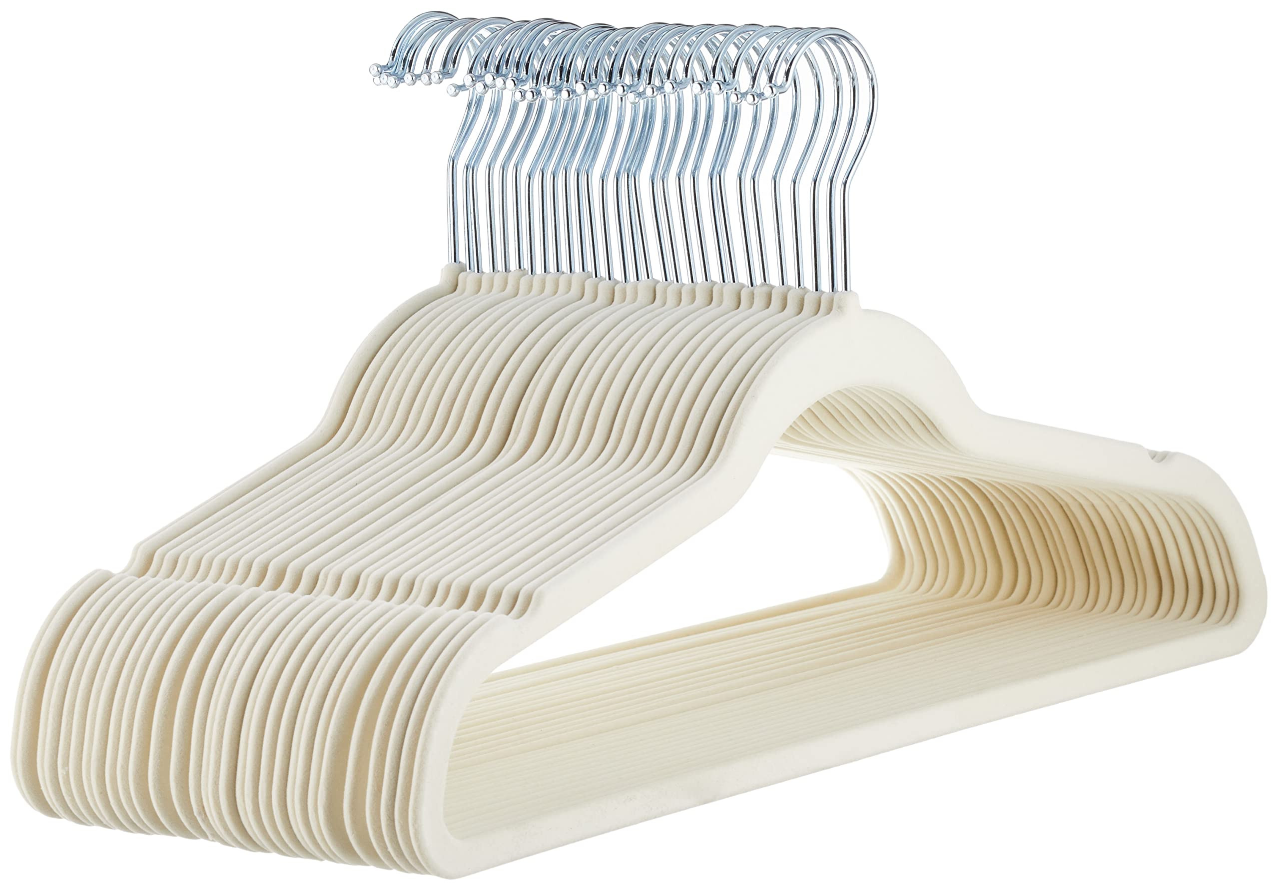 Amazon Basics Slim Velvet Non-Slip Space Saving Suit Clothes Hangers for Closet Organization, Ivo... | Amazon (US)