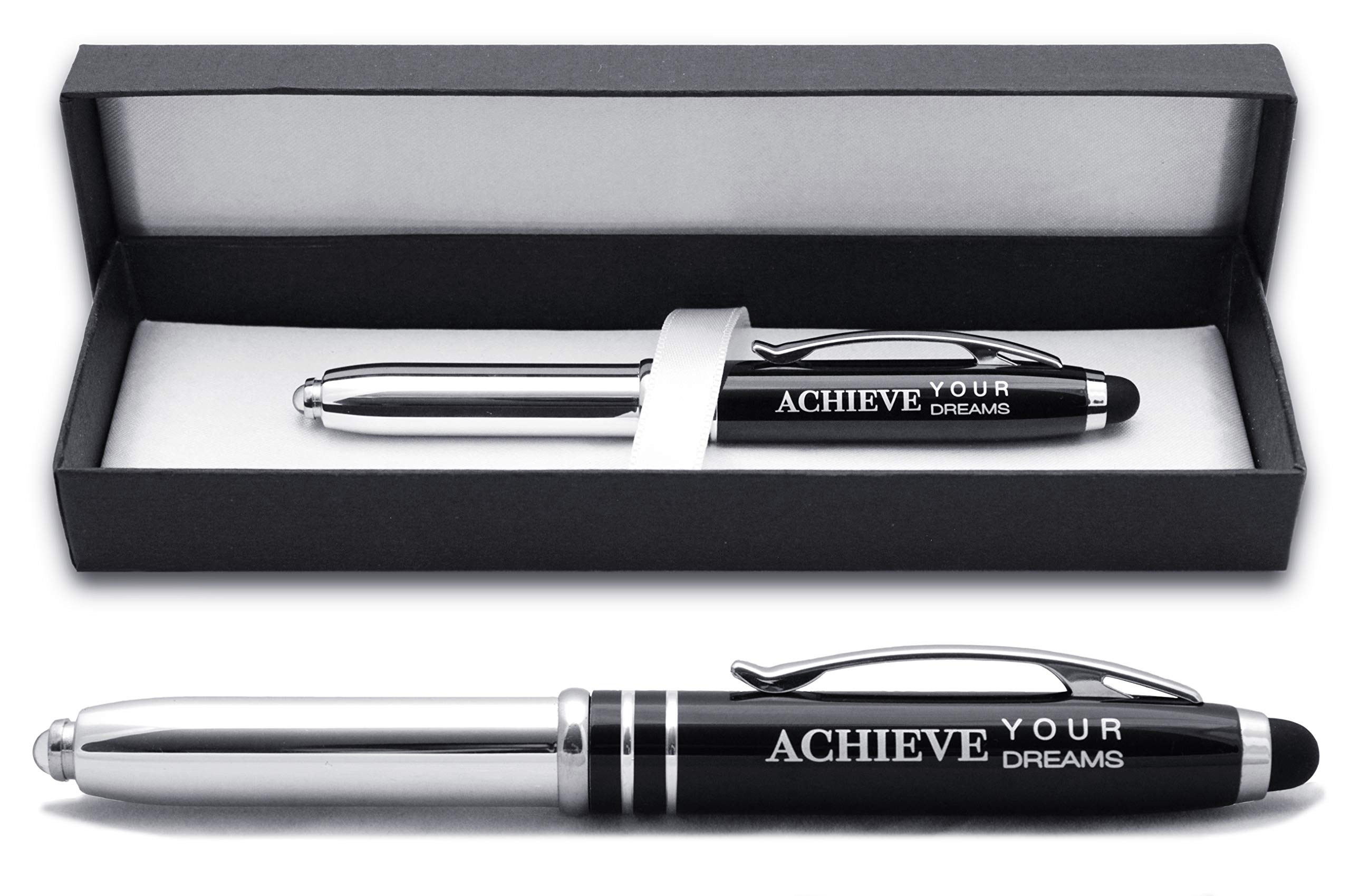 "Achieve Your Dreams" Engraved Ballpoint Gift Pen - LED Light and Stylus Tip - Inspirational Luxu... | Amazon (US)