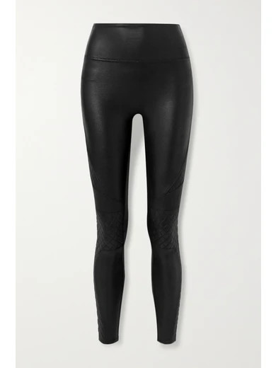Spanx - Quilted Faux Leather Leggings - Black | NET-A-PORTER (US)