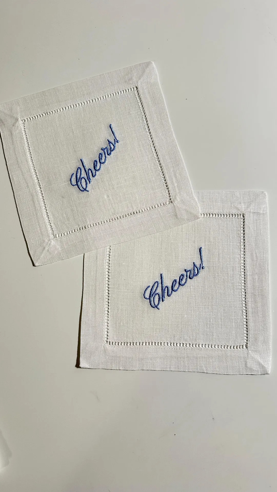 Embroidered Cheers Cocktail Linen Napkin, Personalized Cocktail Napkin, Drinks Cocktail Napkin, C... | Etsy (US)