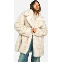 Womens Longline Vintage Look Faux Fur Coat - Beige - 12 | NastyGal UK