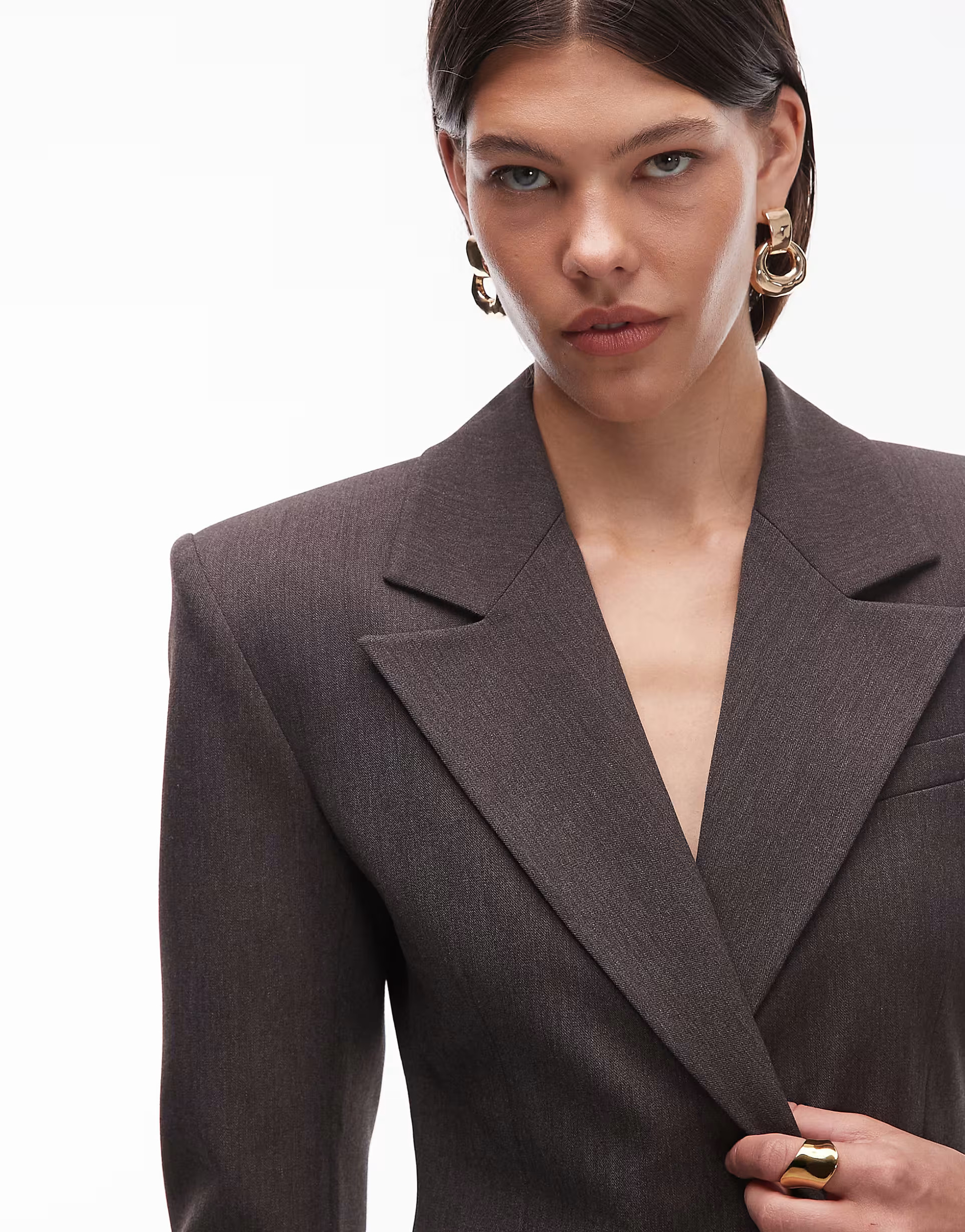 ASOS DESIGN cinch high break point blazer in chocolate | ASOS | ASOS (Global)