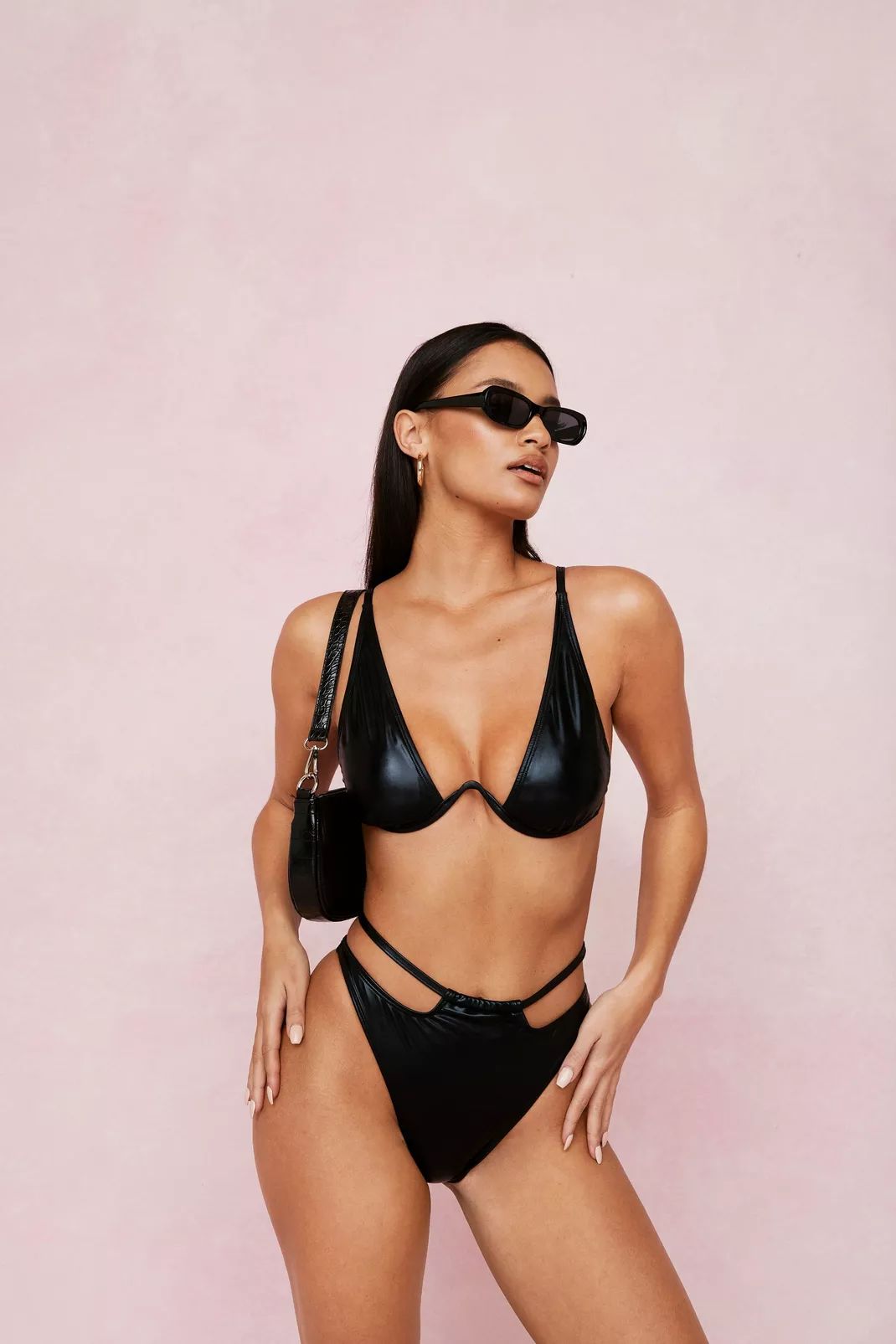 Coated Underwire V Neck Cut Out Bikini Set | Nasty Gal (US)