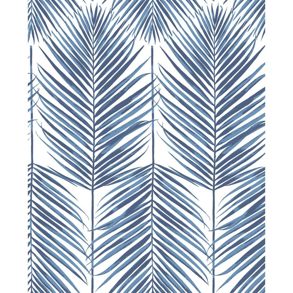 Unbranded Ripon, Coastal Blue Paradise Palm 18 in. x 20.5 in. Peel and Stick Wallpaper-WQNW33002 ... | The Home Depot