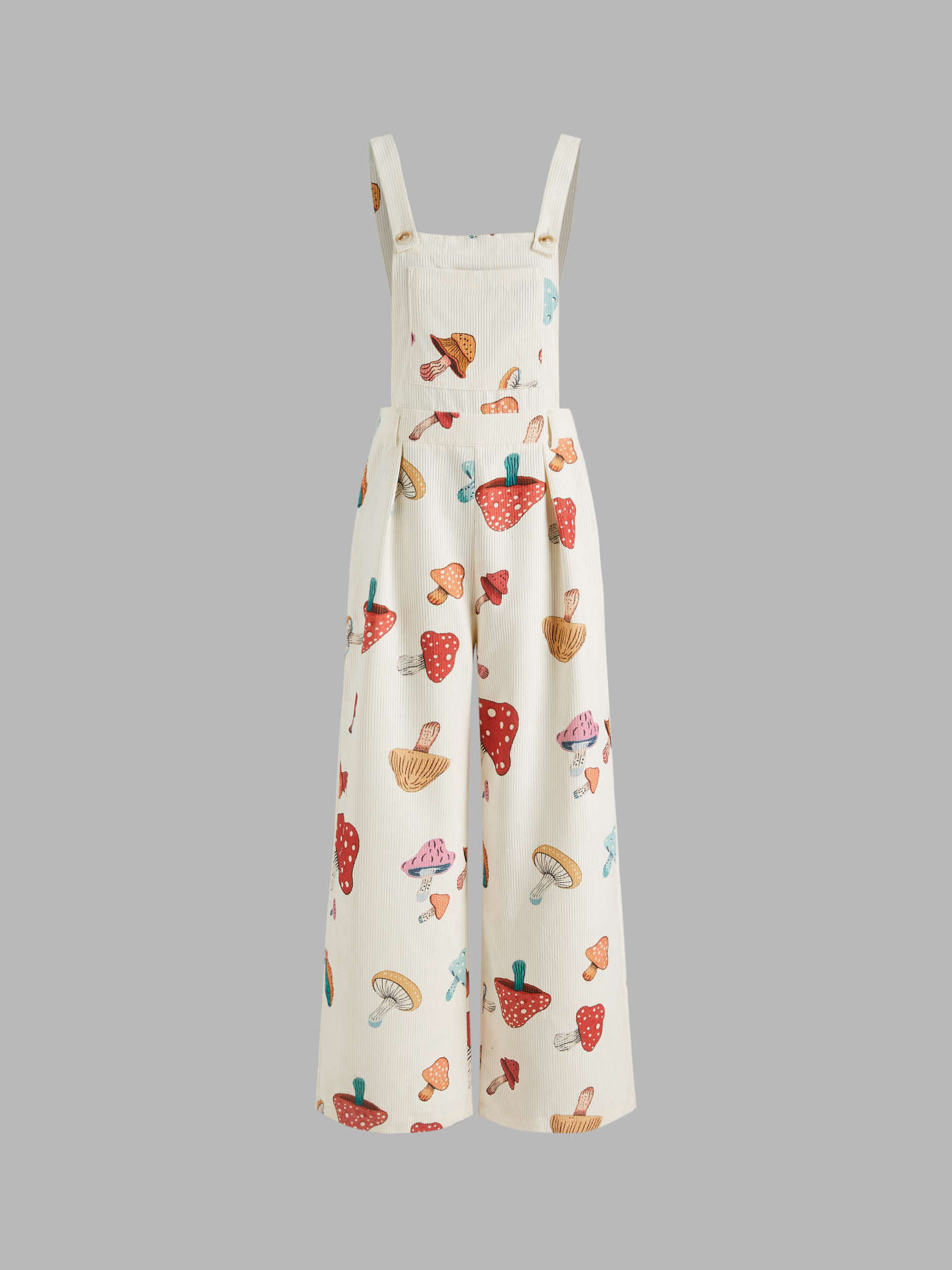 Corduroy Square Neck Mushroom Zipper Jumpsuit | Cider