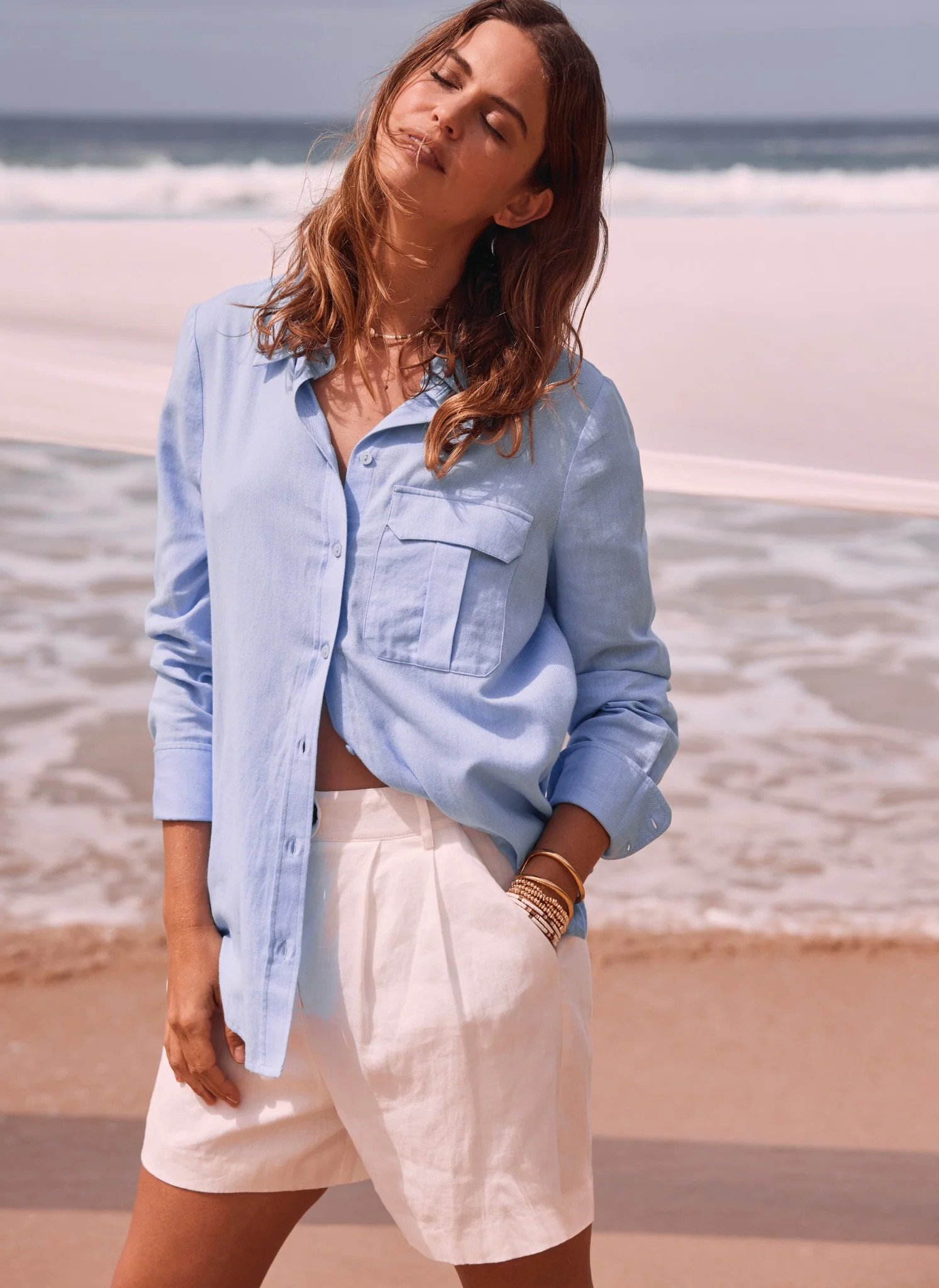 Blue Chambray Oversized Shirt | Mint Velvet