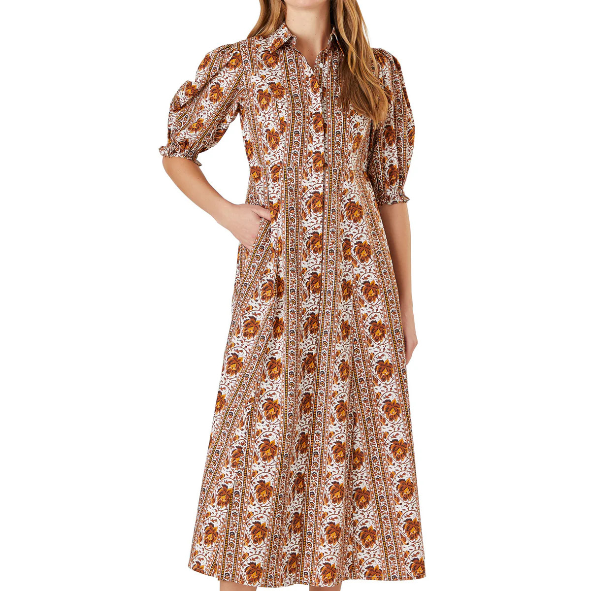 Rosie Shirt Dress, Mumbai Stripe Brown | Livro