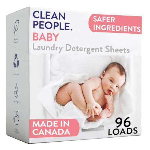 The Clean People Unscented Baby Laundry Detergent Sheets - Hypoallergenic - Ultra Concentrated, Recyclable Packaging, Fights Stains & Odors on Baby Clothes & Bedding - Fragrance Free, 96 Pack | Amazon (US)