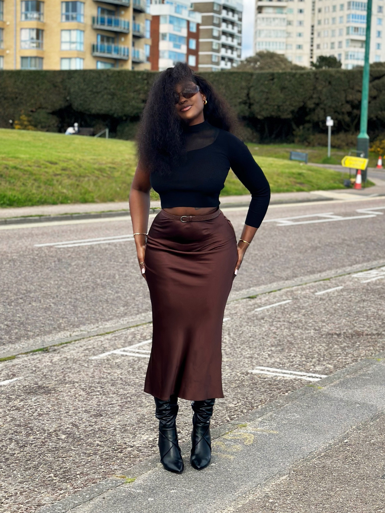 Brown satin maxi skirt curated on LTK