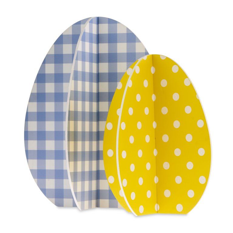 "Way to Celebrate! 2 pack Slotted Blue and Yellow Easter Egg Decor" | Walmart (US)