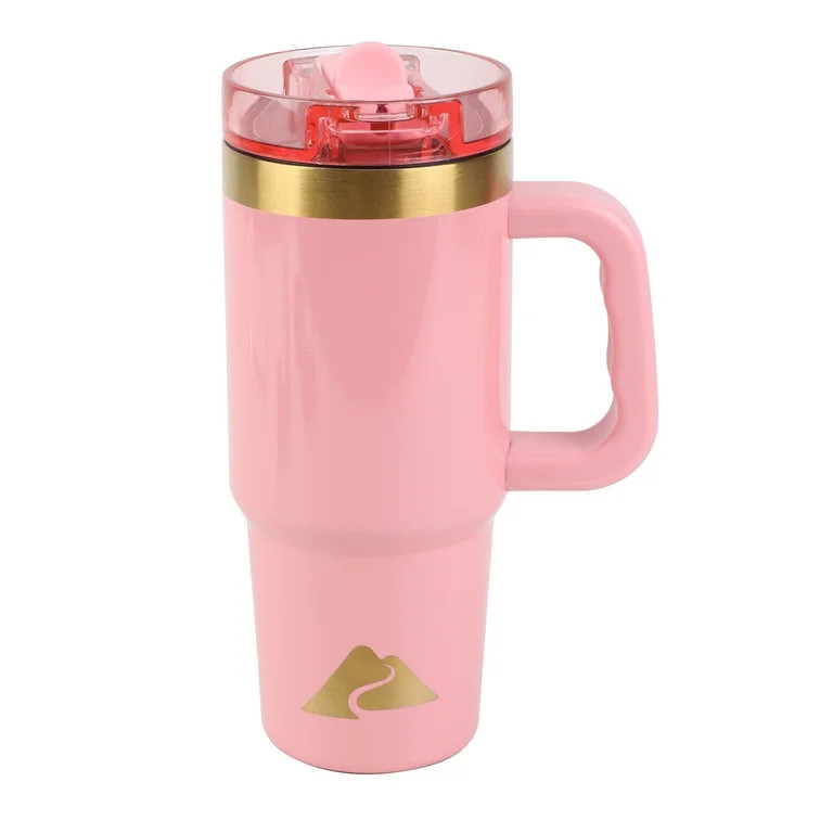 Ozark Trail 18 oz Stainless Steel Insulated Tumbler with Handle and Flip-Straw Lid, Rose Shimmer | Walmart (US)