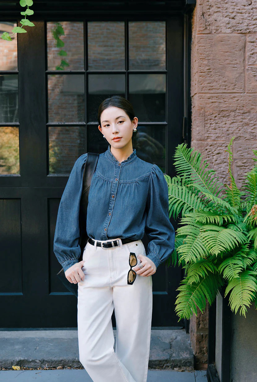 Bethany Denim Blouse - Indigo | Petite Studio NYC