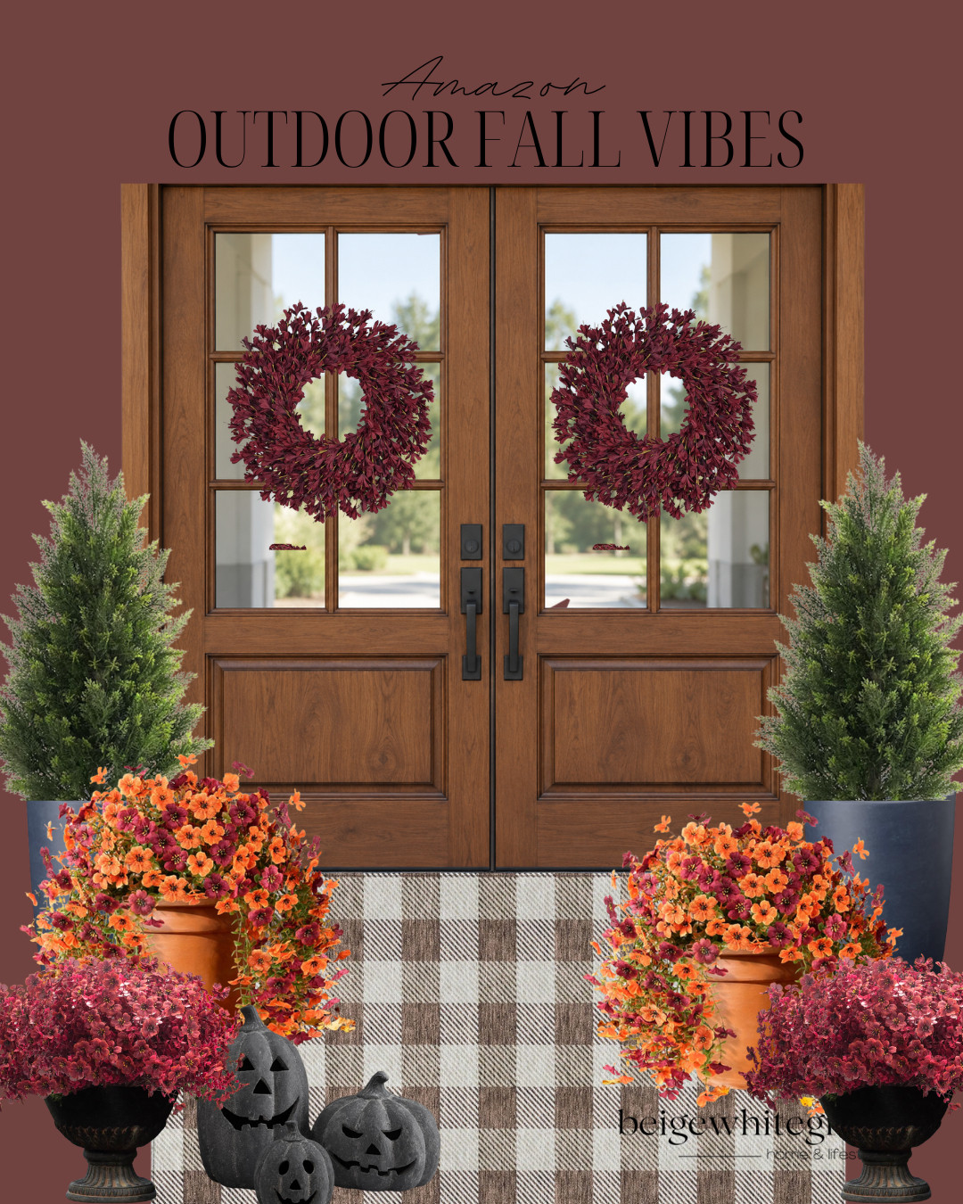 Amazon fall decor, fall porch decor, outdoor fall decor, fall front porch ideas, Amazon outdoor decor, fall wreath ideas, burgundy fall decor, fall planters, fall mums, double front door decor, fall entryway decor, autumn porch inspiration, neutral fall porch, elegant fall decor, fall doormat ideas, layered doormat, fall home decor, front porch styling, Amazon home finds, affordable fall decor, cozy autumn home, traditional fall decor

#LTKSeasonal #LTKHome